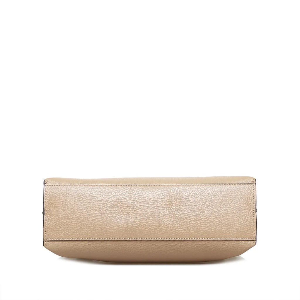 Leather Daily Pre-Owned Satchel Calf (Good) Medium Gucci Brown Bamboo Authenticated Unisex