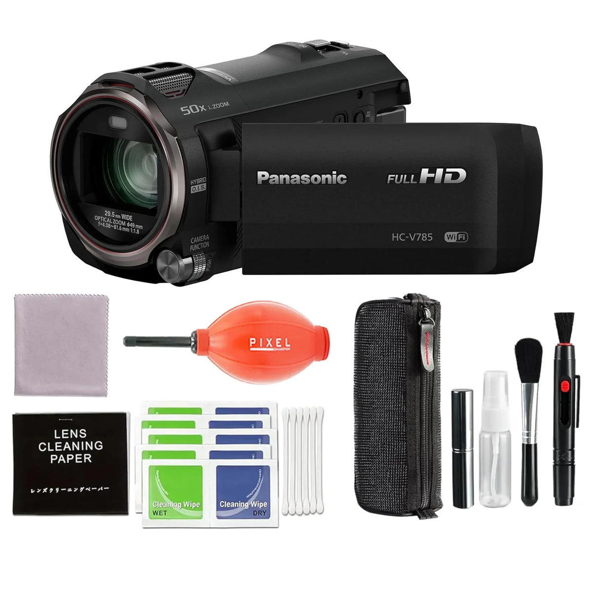 Optical Bundle Advanced Camcorder, Panasonic Full Zoom, HC-V785K Panasonic Pixel Inch Extended Capture HD Sensor, with 3 BSI HC-V785K | 20X Accessories Years | (Black) Warranty HDR 1/2.3