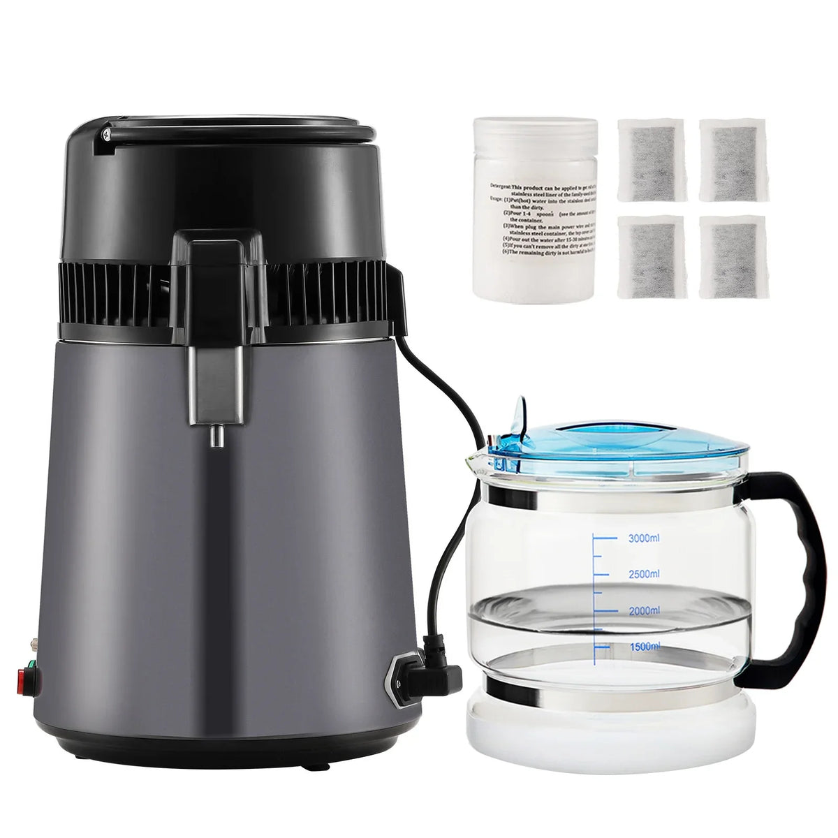 Steel Purifier Water Machine SKYSHALO Distiller 4L Countertop Interior Stainless