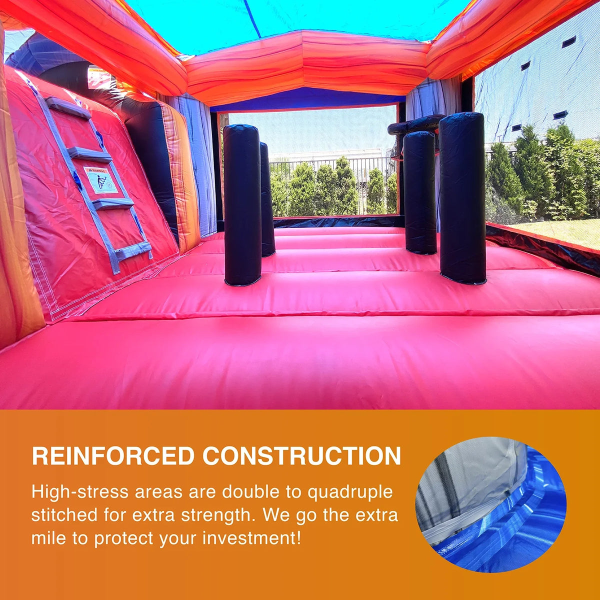 with with House Pool Grade Inflatable Outdoor Kids Titan and Adults for Commercial Splash Blower Water Slide Bounce Rocker JumpOrange