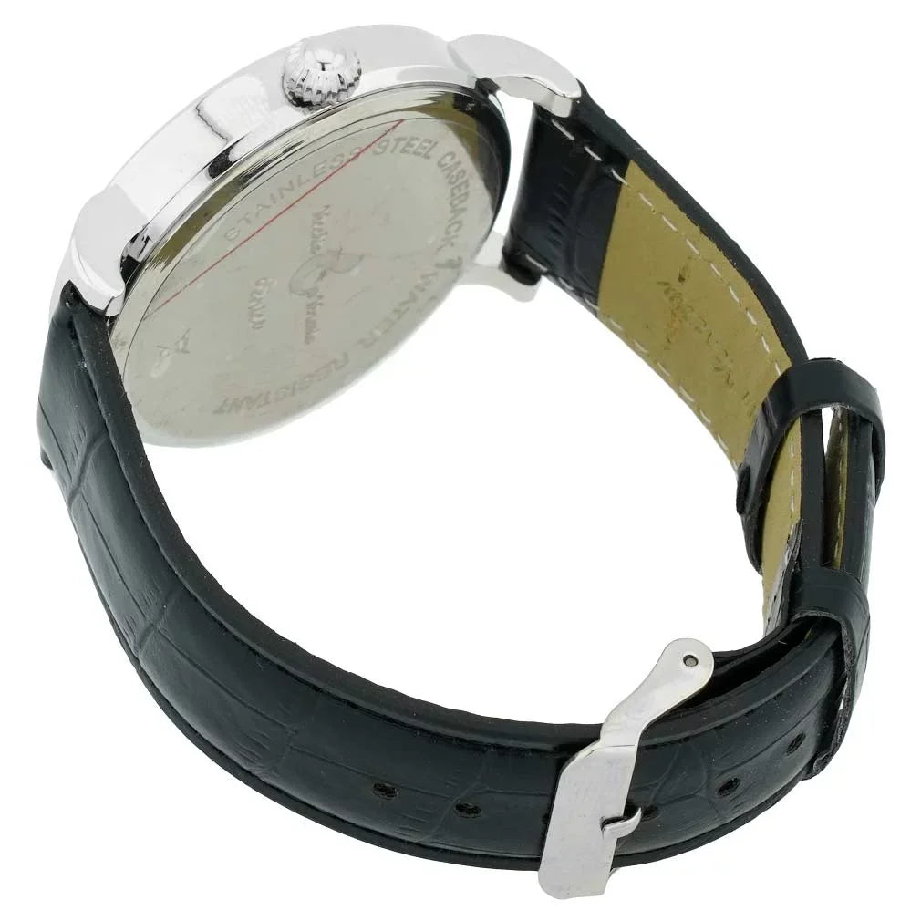 Watch Leather Band - Millefiori GlassOfVenice and Murano White Men's Black Glass With