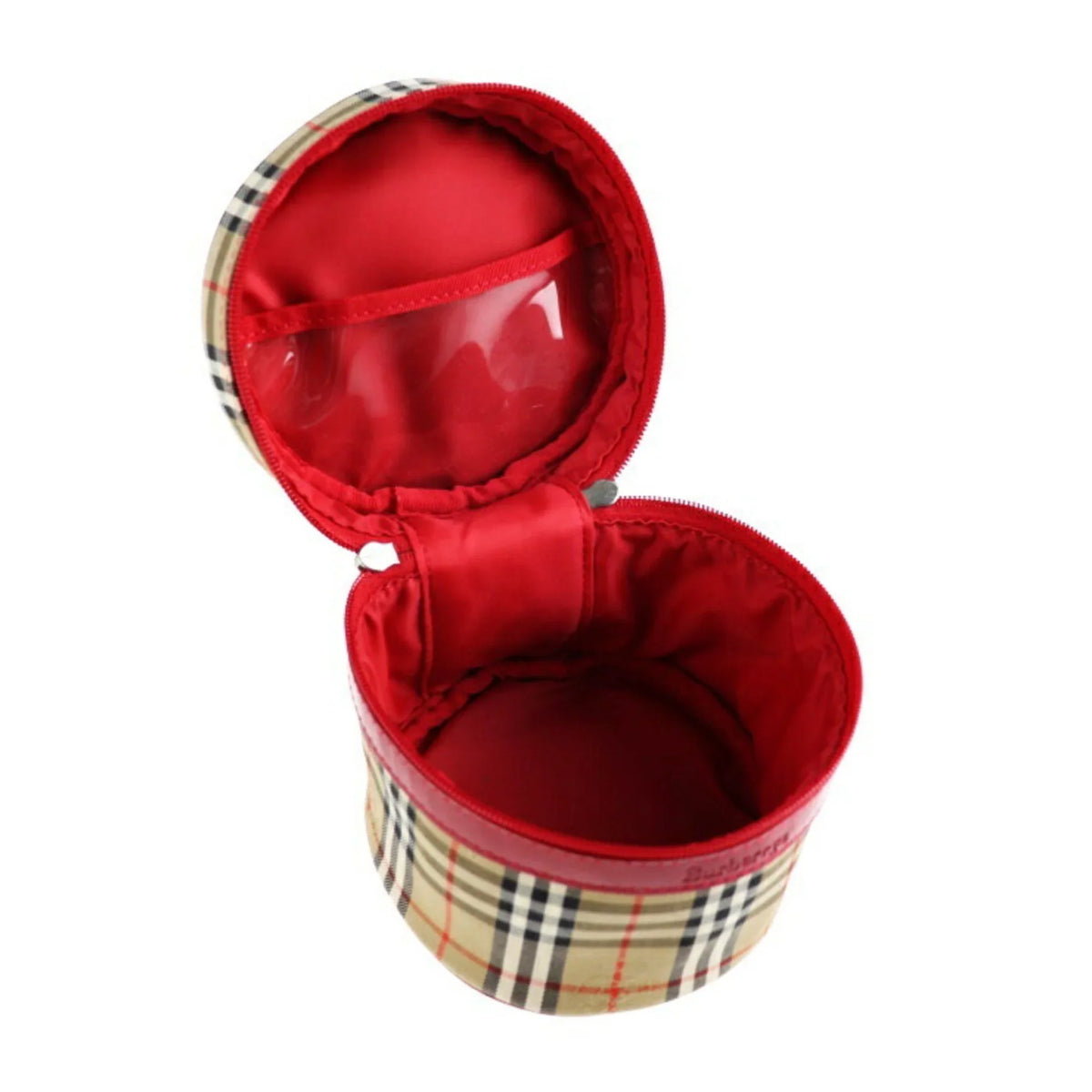 Pre-Owned Haymarket Beige Accessory Case Vanity Canvas Handbag (Good) Burberrys Red Plaid Burberry Leather
