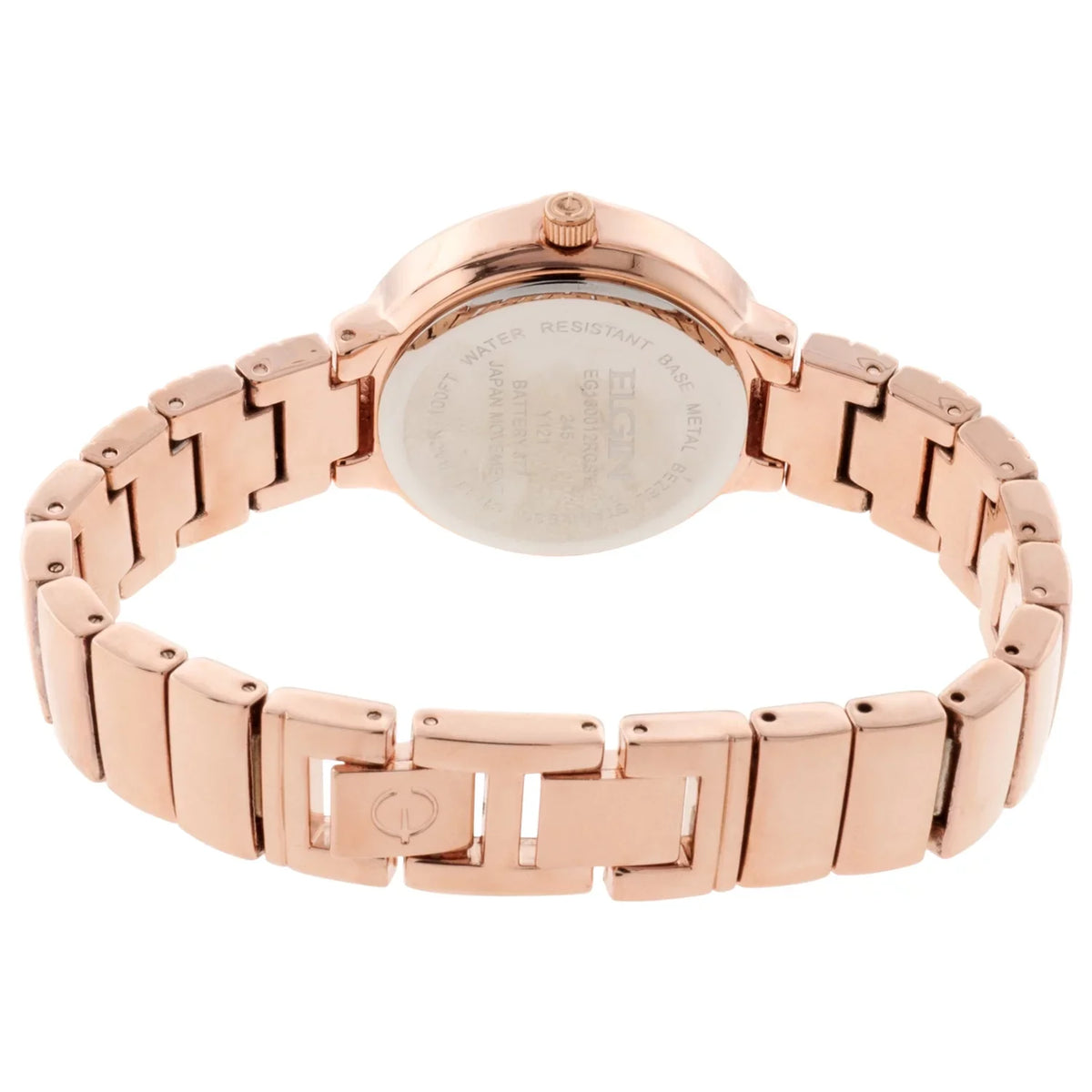 3pc Elgin Watch Rose Female Analog Gold in Bracelet (EG160012RGST) and Set Adult