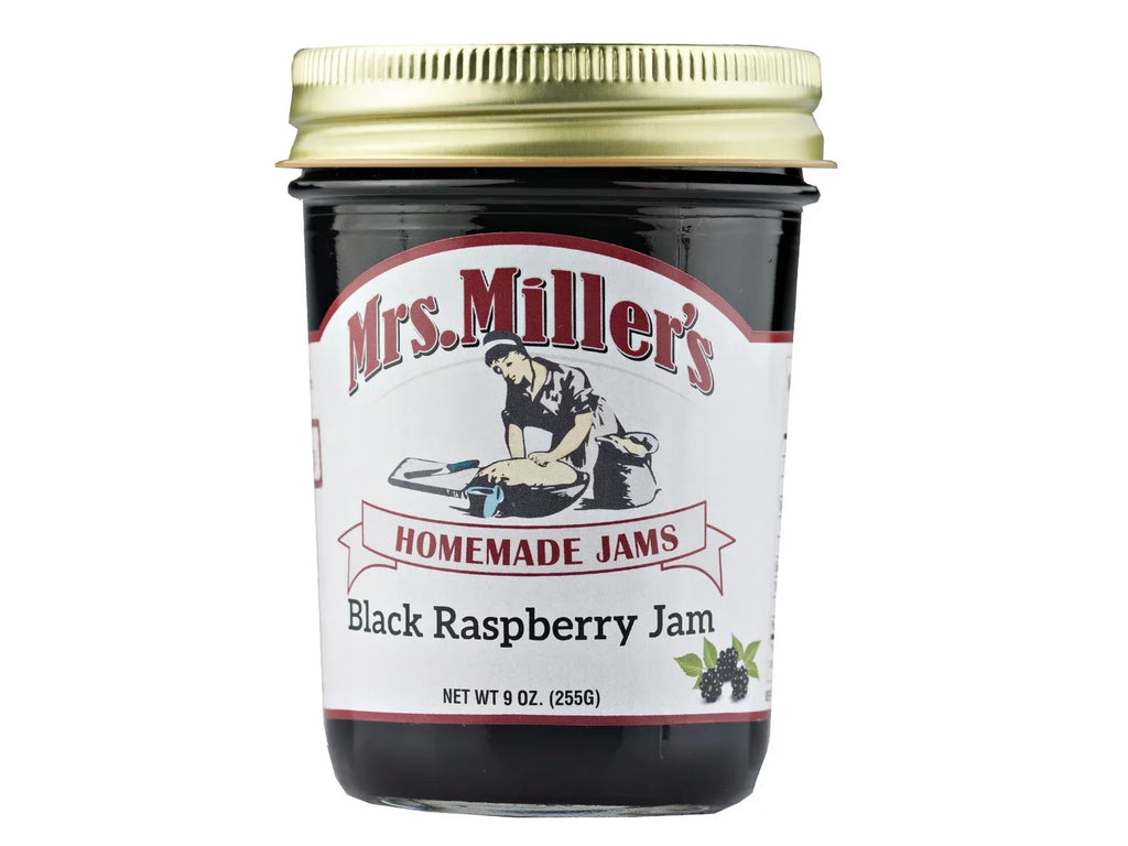 Homemade Raspberry Jam, Mrs. 3-Pack Black Miller's oz. Jars 9