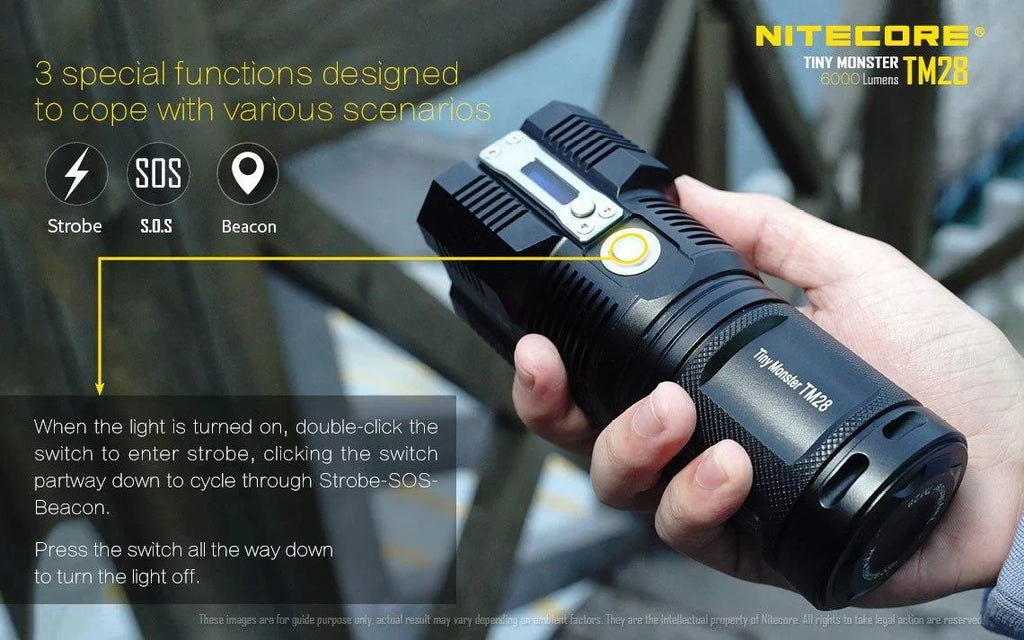 E4K and at -Both or home can Outdoor Searchlight Recharged Flashlight Value go Nitecore the on TM28 Pack: be