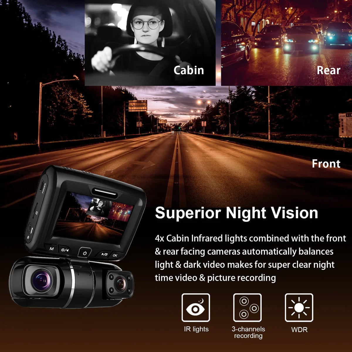 Cam 1080P+1080P+1080P Dash 3-Channel S1 Rexing