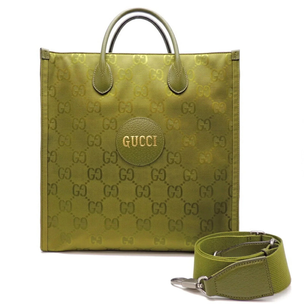 (Day Forest Ladies 696043 Nylon Off Recycled Bag The (Good) Lining Green Gucci Pre-Owned Tote Only) Grid Medium GG