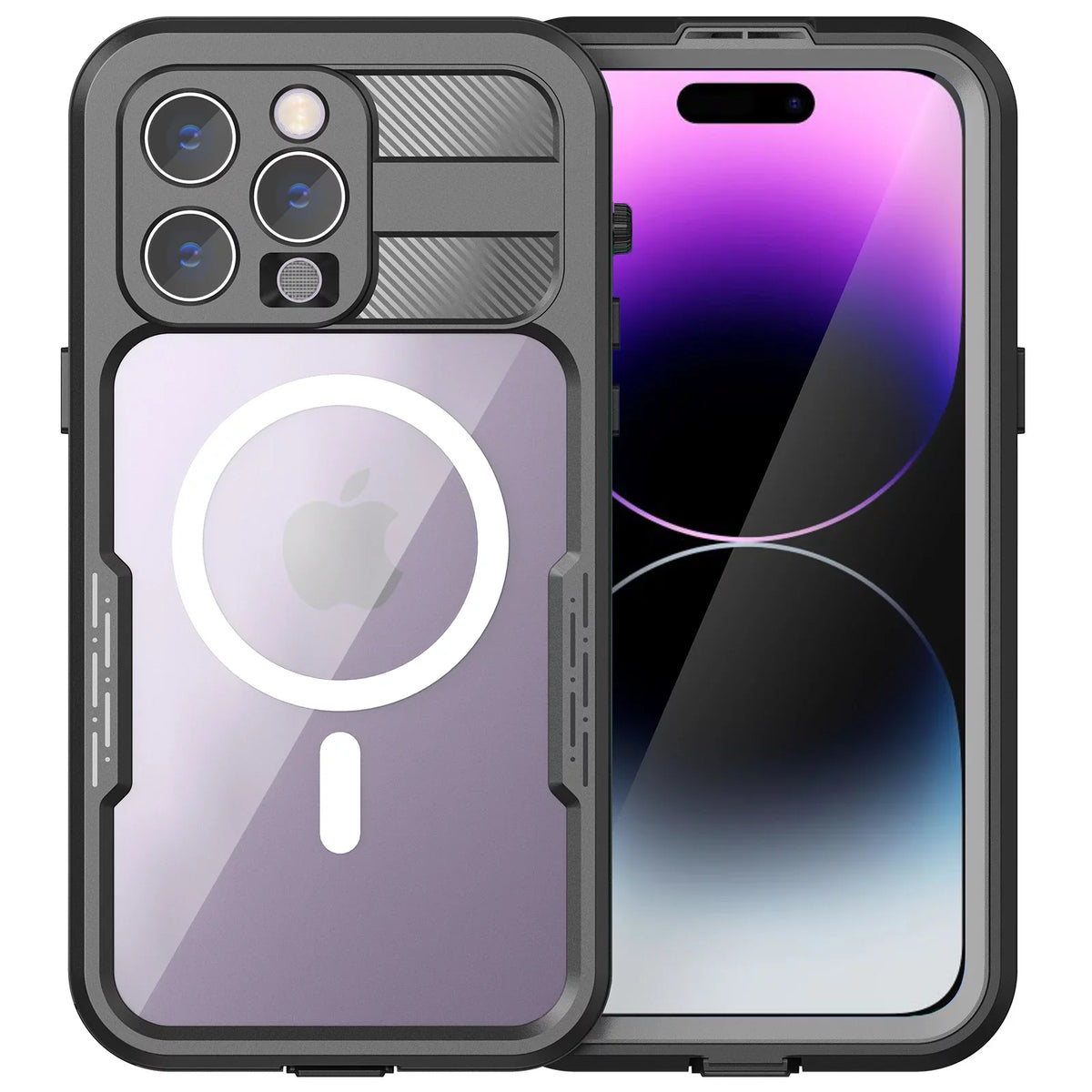 '- Military 6H for iPhone Pro Protector for Built-in 14 with 6.1" Pro [Real Underwater][14FT Case MagSafe] Screen iPhone 360][IP68 Dropproof][Dustproof][Compatible 14 Waterproof, Black