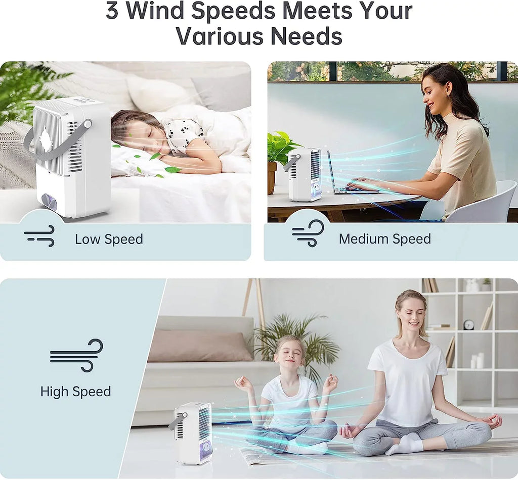 Brano AC Cooler Fan Mini Air Misting Speed Fan with Air Rechargeable, AC Personal Fan Conditioners USB Conditioner , Portable Fan, , Desk Portable Air Blue 3 Portable