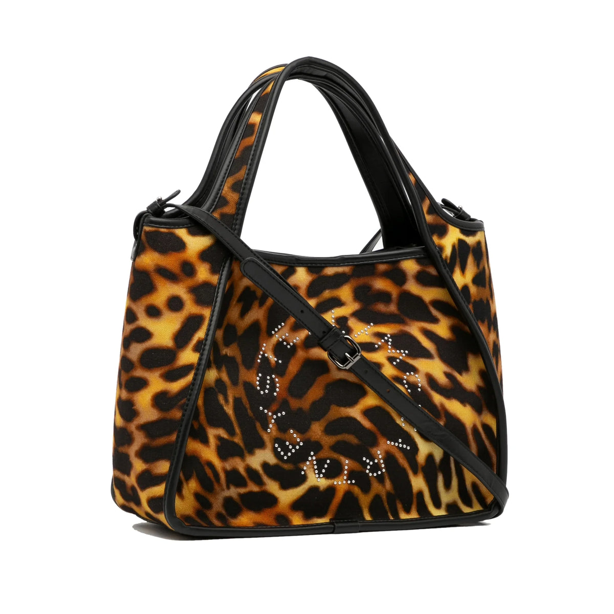 Fabric Logo (Good) Satchel Pre-Owned Unisex Animal Canvas McCartney Stella Print Brown Authenticated