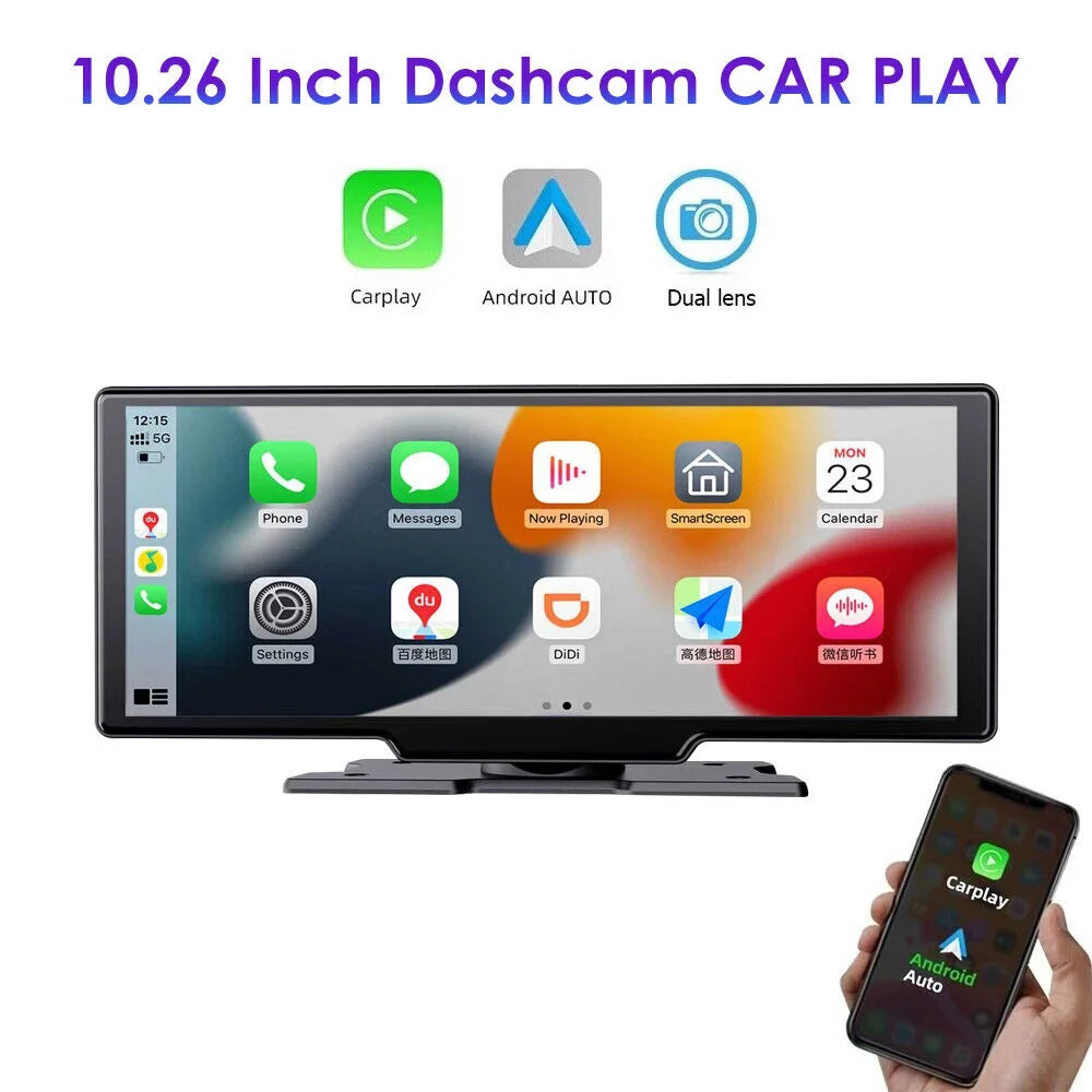 with KingFurt Recording, Camera Connectivity, Lens Dual Wireless 1080P 2K Enhanced Dash Touch Android Screen, Auto, WiFi - T91
