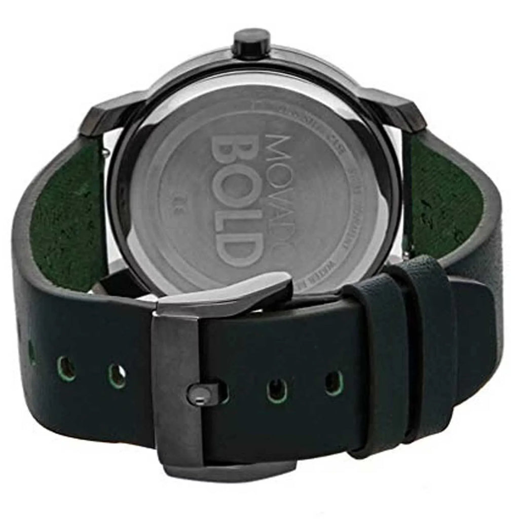 Forest Dial Bold Green Gunmetal Quartz Mens Watch (3600570) Movado Leather Strap