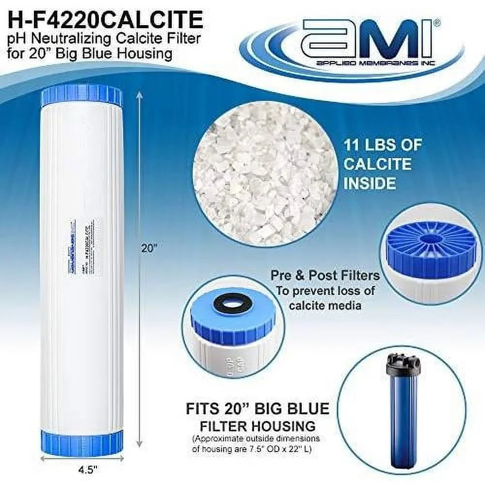 Water 20") Ph Ph Alkalinity X Water Cartridge INC H-F4220CALCITE Filter Filter Raise 4.5"X20" | Filter 20” To Fits Calcite Housing Low | Filter (4.5" Neutralization Of |