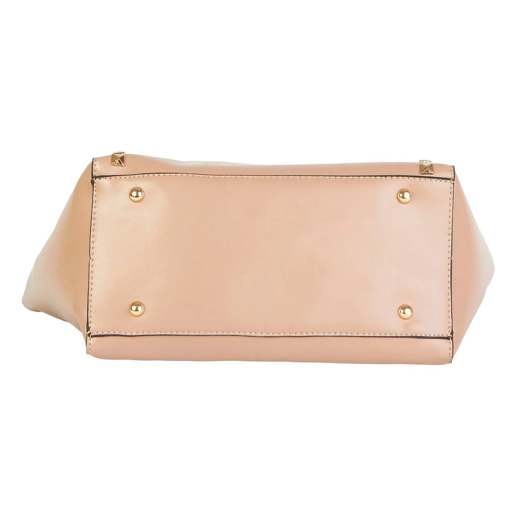 Vegan Gold Women Adult Bags Shopper Beaute Large Leather Studded Handbag (Taupe/Beige)