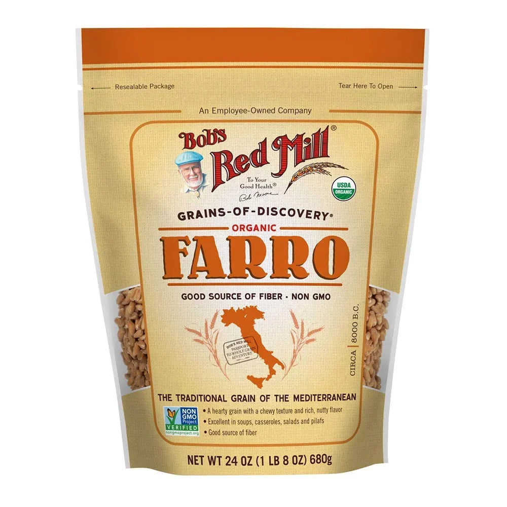 Organic 4) Grain, 24 Mill Ounce Farro Red (Pack of Bob's