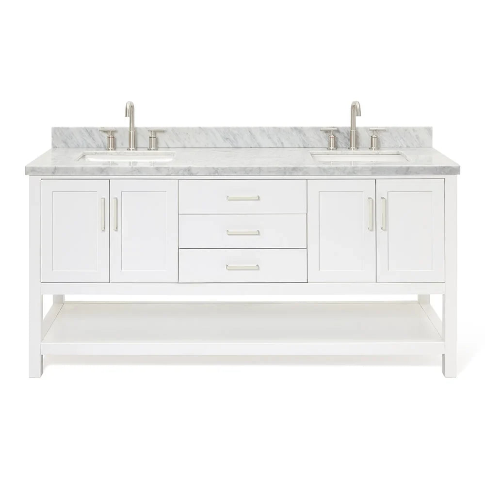 Vanity White Ariel 73" Magnolia Set Double Standing Basin - S073dcwrvo Free