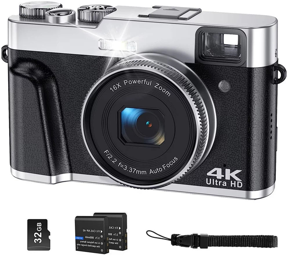 YouTube for Camera Camera with Video 4K 16X 32GB Card Autofocus for SD 4K 48MP Vlogging Photography Digital Zoom Digital Camera