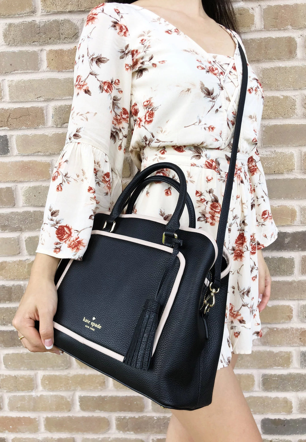 Satchel Black Kate Place Spade Tassel Ward Evangelie Crossobody Bag