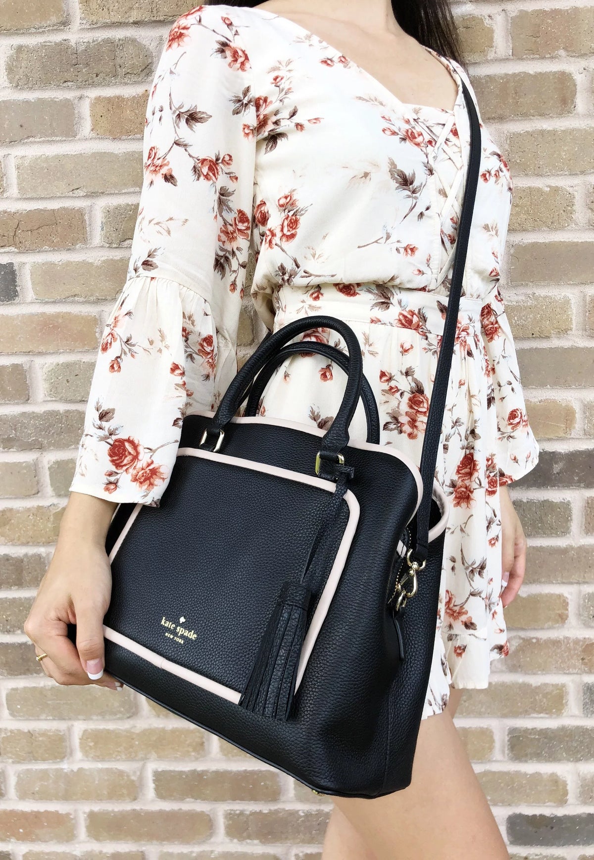 Satchel Black Kate Place Spade Tassel Ward Evangelie Crossobody Bag