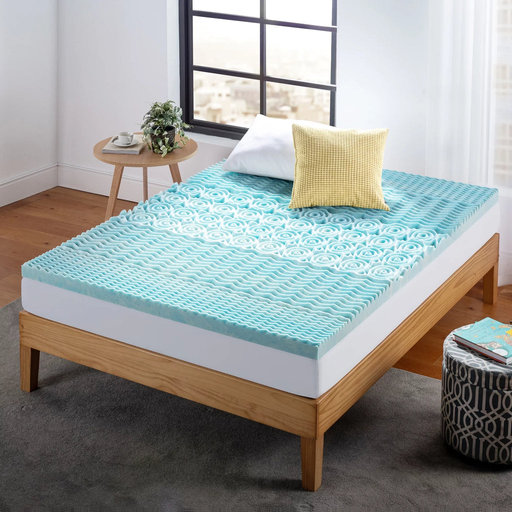 Topper, Foam Cooling Green Tea by 2" Mattress Sensations Support Memory Zoned Spa Gel Full Zinus