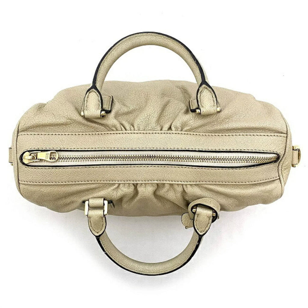 Pre-Owned Champagne Boston (Good) Gold Loewe Handbag Leather LOEWE 2way Lame Anagram Women's