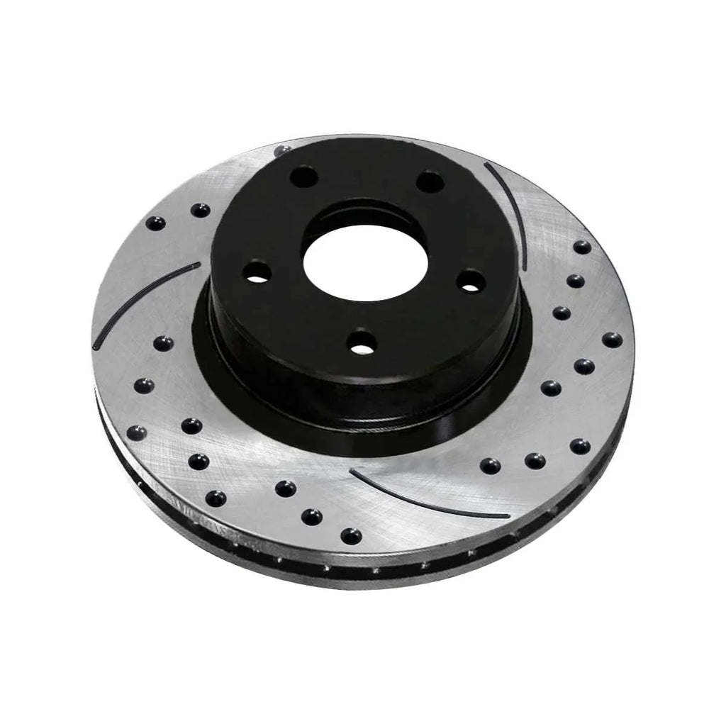 Brake of and for Rotors AutoShack Jeep 2 Chrysler 200 Mitsubishi Caliber Slotted Black FWD Front Pair Replacement Dodge Sport Compass Drilled Outlander Patriot Side PR63040LR Avenger Driver Passenger