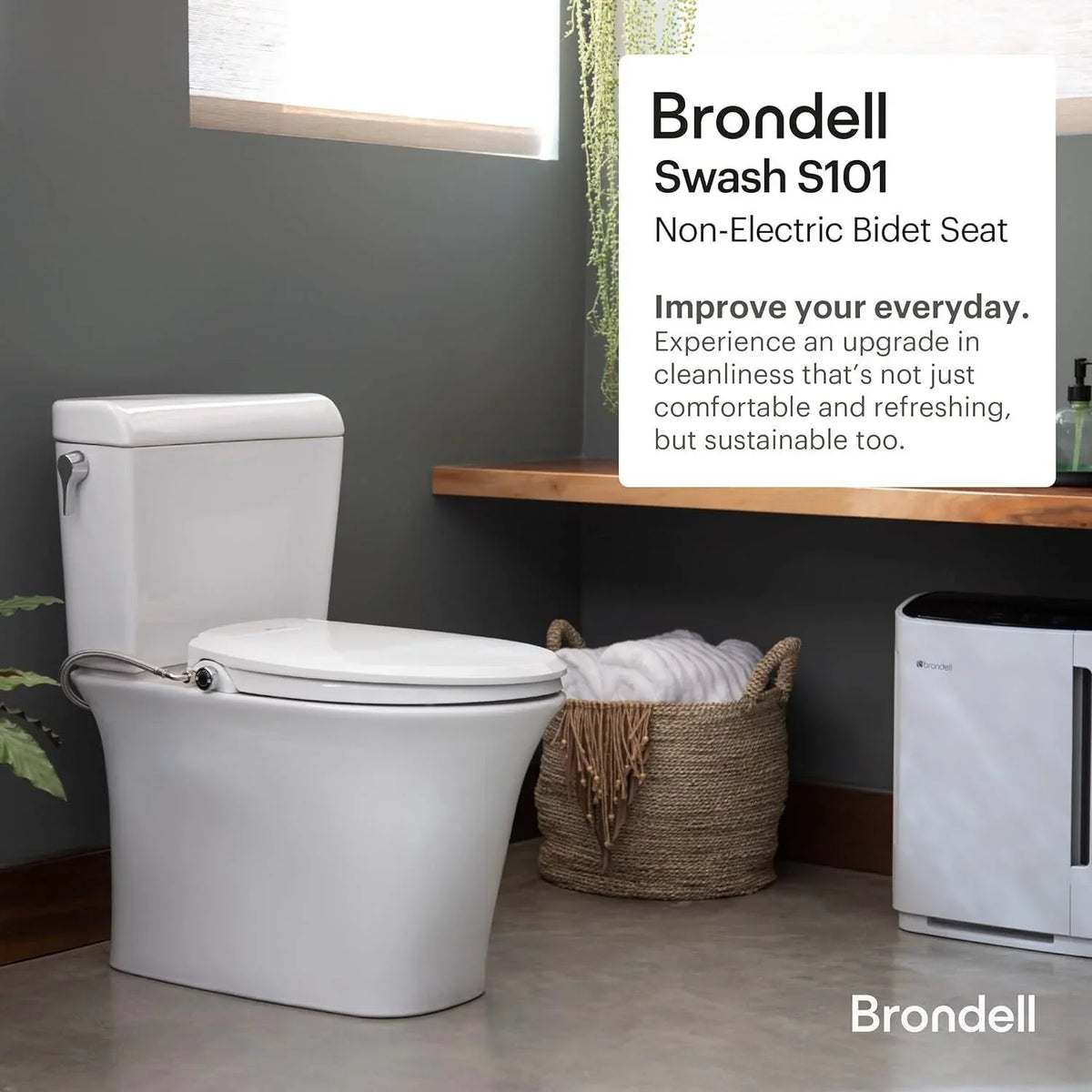 White Brondell System Ecoseat Round Swash Bidet