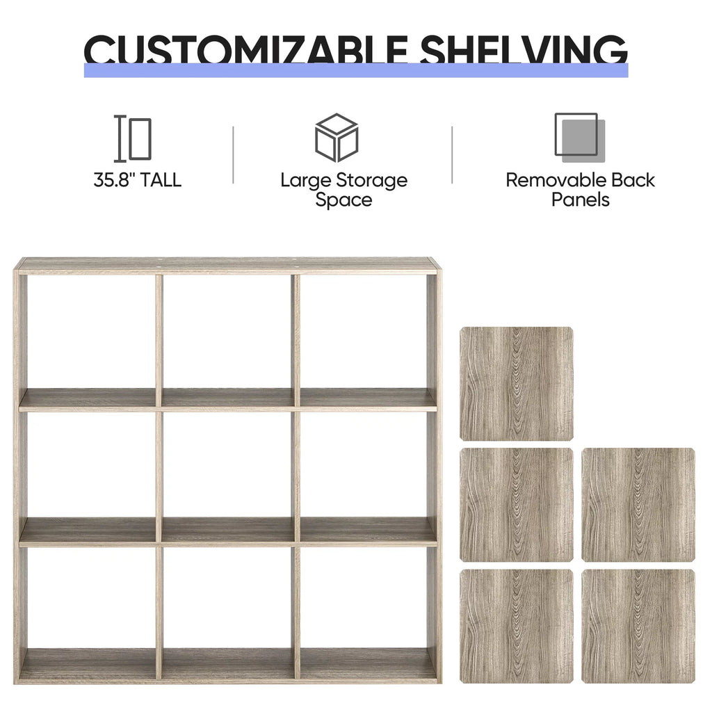 Grain Wood x ZENSTYLE Bookselves Organization 3 3 Max 44lbs Storage Cubes