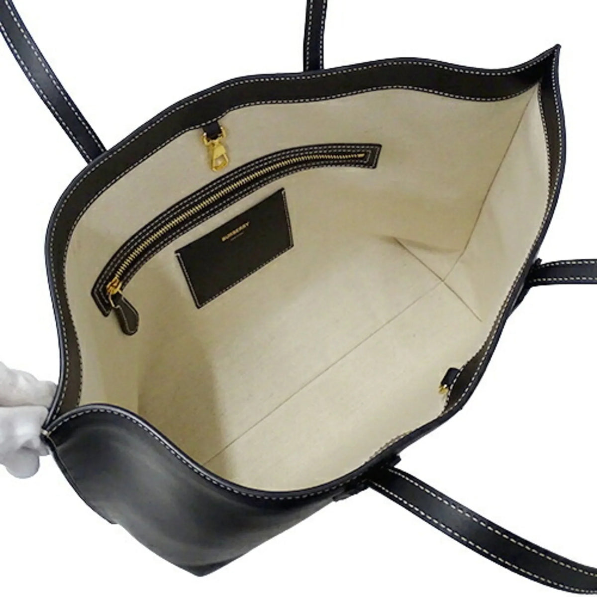 (Good) leather bag Burberry shoulder ladies tote BURBERRY 8052726 Pre-Owned black