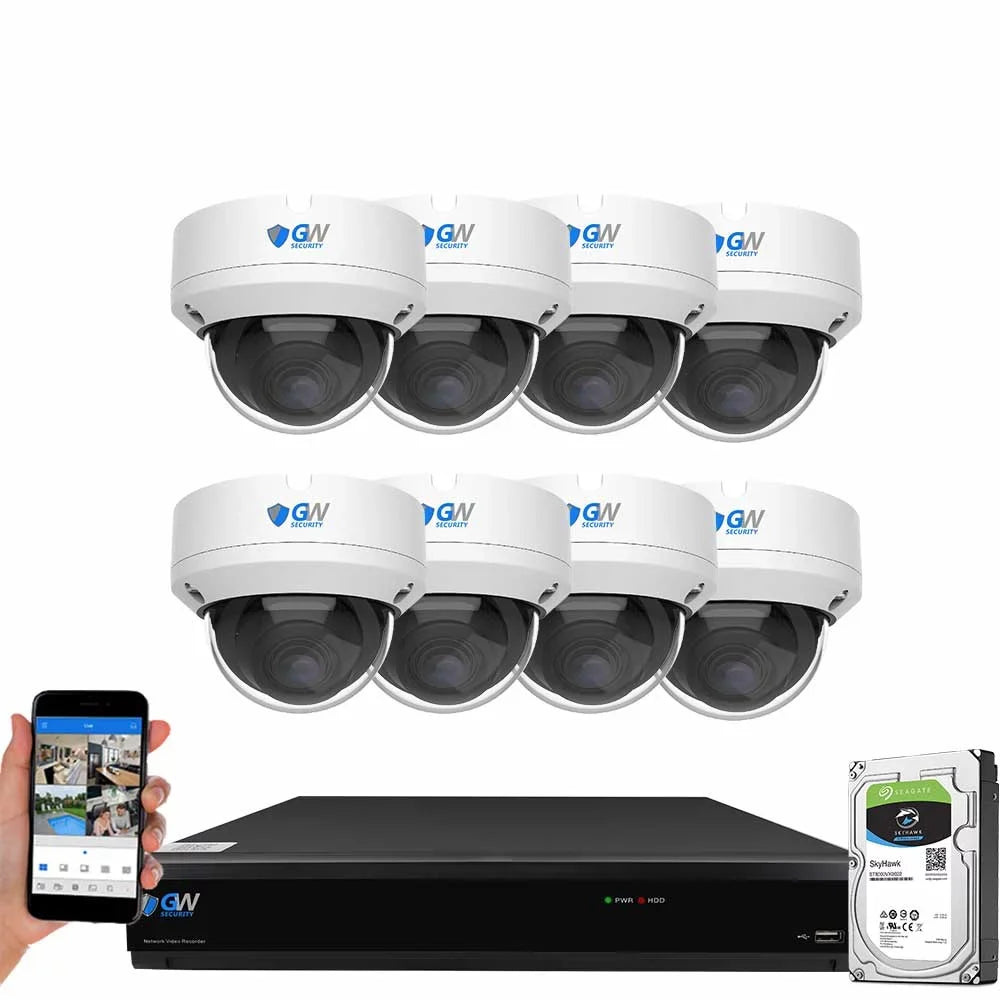 & with Security System 8 Outdoor Camera 8 AI Detection, 8MP Dome Camera, / GW 8MP Indoor Alert and Security Face/Human/Vehicle 4K HD-TVI CCTV Playback Smart AI Channel x DVR