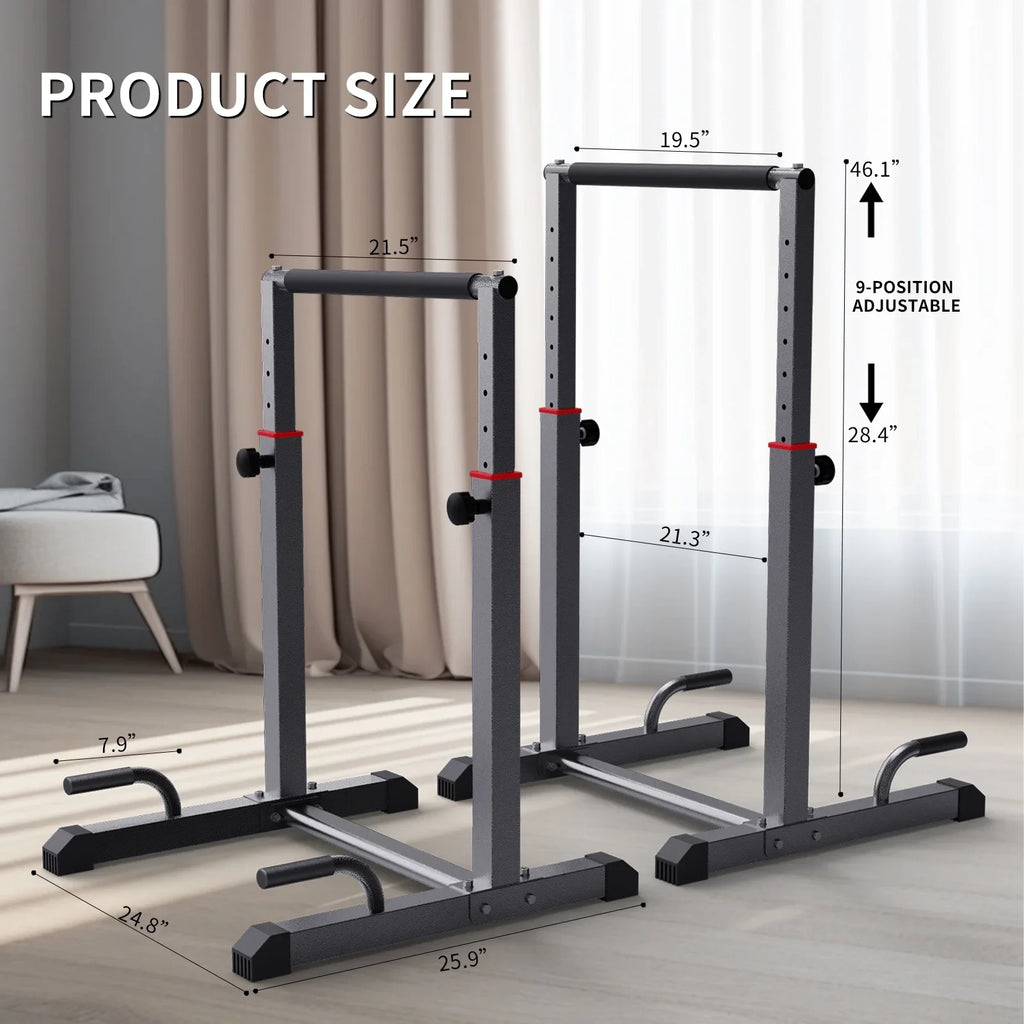 Fitness,Functional Full Set, Adjustable, Workout Parallettes Level Heave Dip Bars Station Station 1200lbs for Duty Body Bar Dip 9