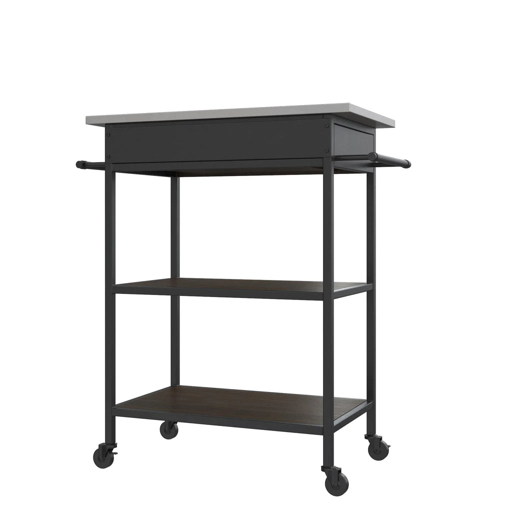 Brown Metal Counter Kitchen Black Storage, Stainless Pantry Cart, Top, Frame, DHP Steel Kane