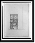 buildings Street, D.C.). Front B.F. Framed office [Two N.W., elevation], Historic (15th x Washington, Saul Print, 21-7/8" for 17-7/8"