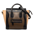 Tote (Good) Satchel Tricolor Luggage Unisex Calf Celine Authenticated Leather Brown Nano Pre-Owned