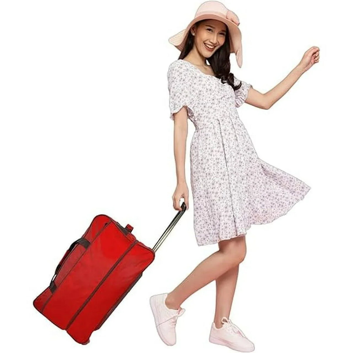 Duty - Heavy Travel Bar Iron Red Wheels System, - Collapsible 28" with Multi-Pocket Duffle Bag Bag