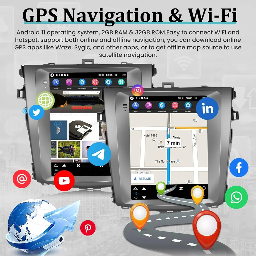 HiFi Auto Stereo THONZER Toyota USB and 9.7 for GPS Mirror Carplay AHD Radio 2006-2013 Android Inch Android with Touchscreen Car 2+32G Corolla Link WiFi SWC - Camera Backup +