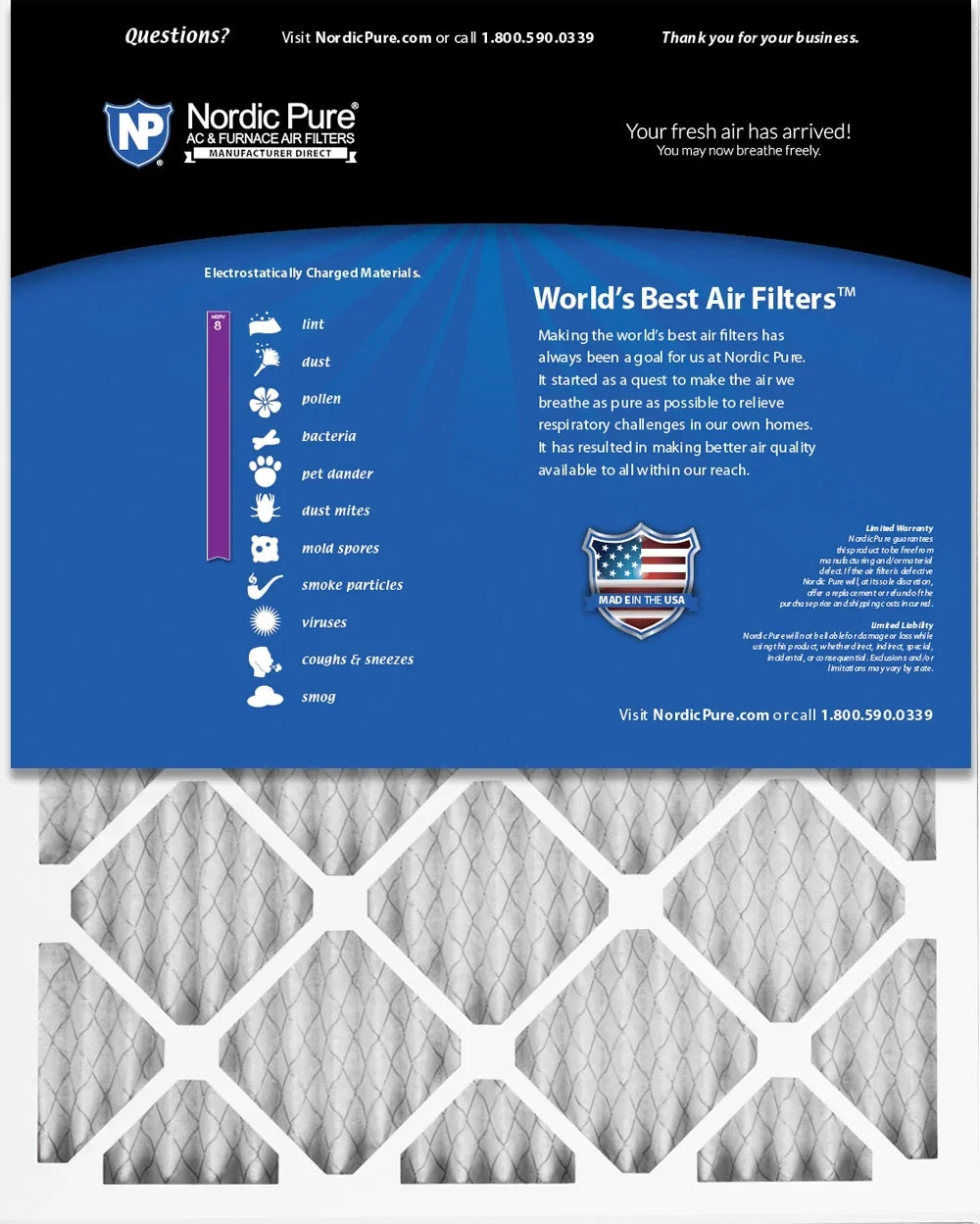6 8 Pack 16x20x1 MERV Air Filters Pleated (15_1/2x19_1/2)