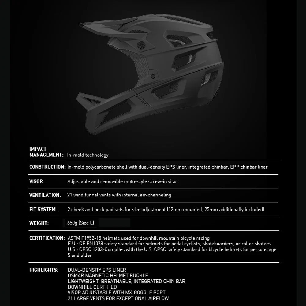 And Downhill Mountain Freeride Ideal Bike Helmet Helmet Off-road Enhanced Helmet,Mountain Adjustable Downhill Visor Cycling With - Helmet And Safety Visor Adventures Mtb Bike And Safety