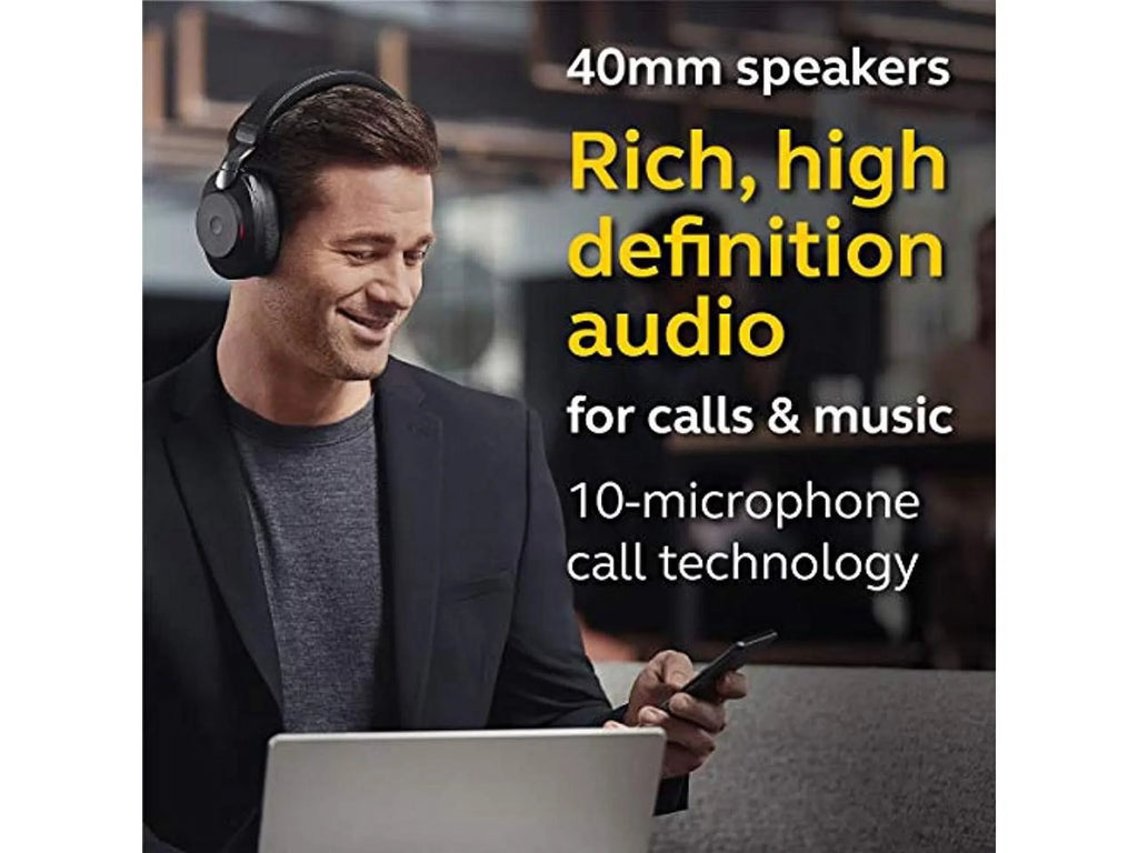 UC for Bluetooth - Life, Cancelling Calls Wireless of Music, Black Advanced 85 Headphones Battery Stereo, and Noise Wireless Headset Jabra Headphones 37 Hours Link380a, Evolve2 with