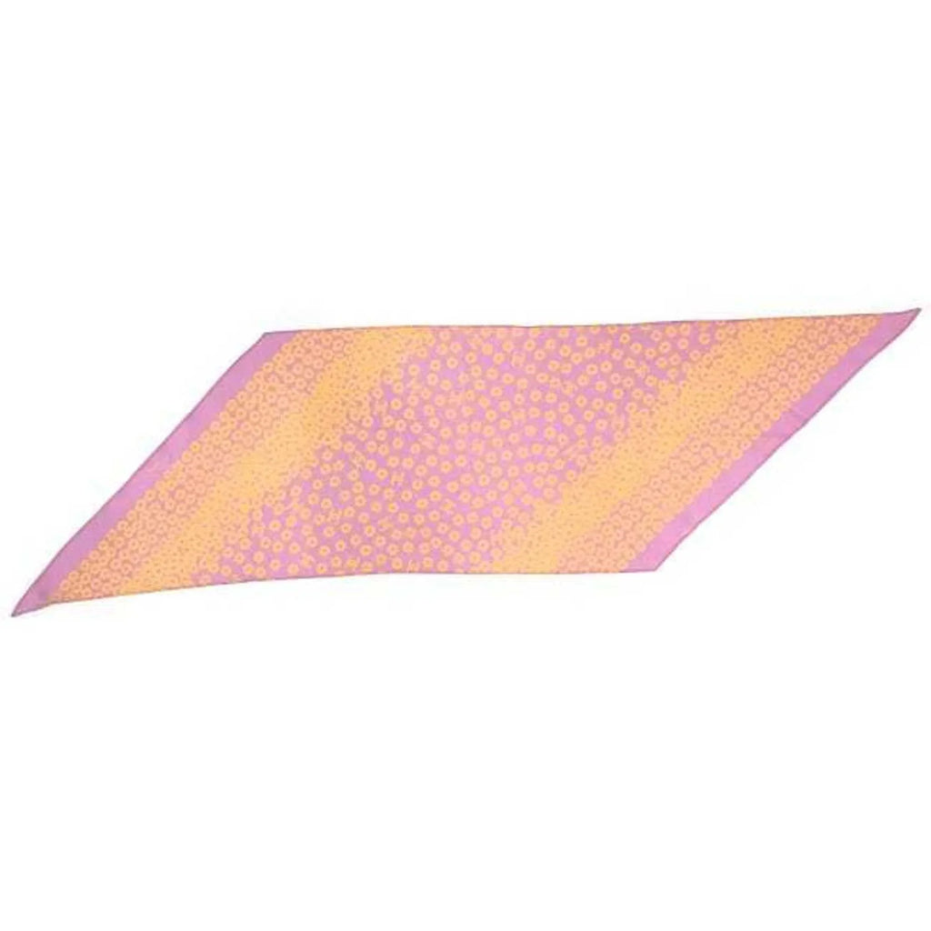Pre-Owned here muffler 100% scarf yellow ladies CHANEL Chanel mark silk (Good) pink flower see-through