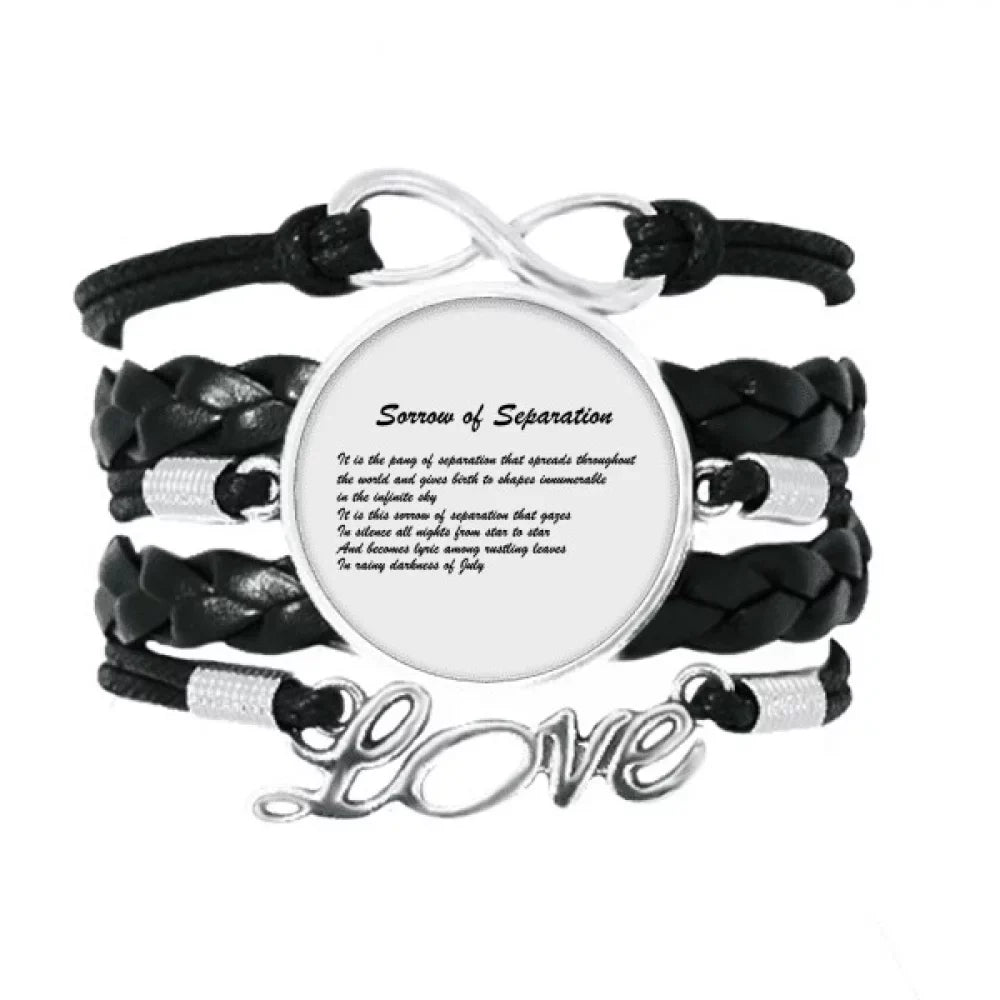 Separation Leather Rope Twisted Love Of Sorrow Poetry Accessory Bracelet Knitting Wristband Famous