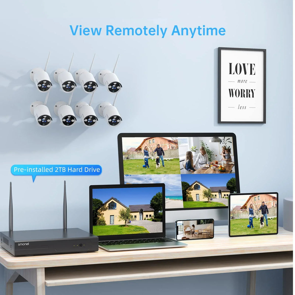 Surveillance 3MP with Vision,AI 8 Detection Camera Wireless NVR Outdoor 4PCS SMONET Indoor No Security Cameras,P2P Channel Systems System,Night Audio Human WiFi Hard Camera CCTV CCTV Kits, Drive,