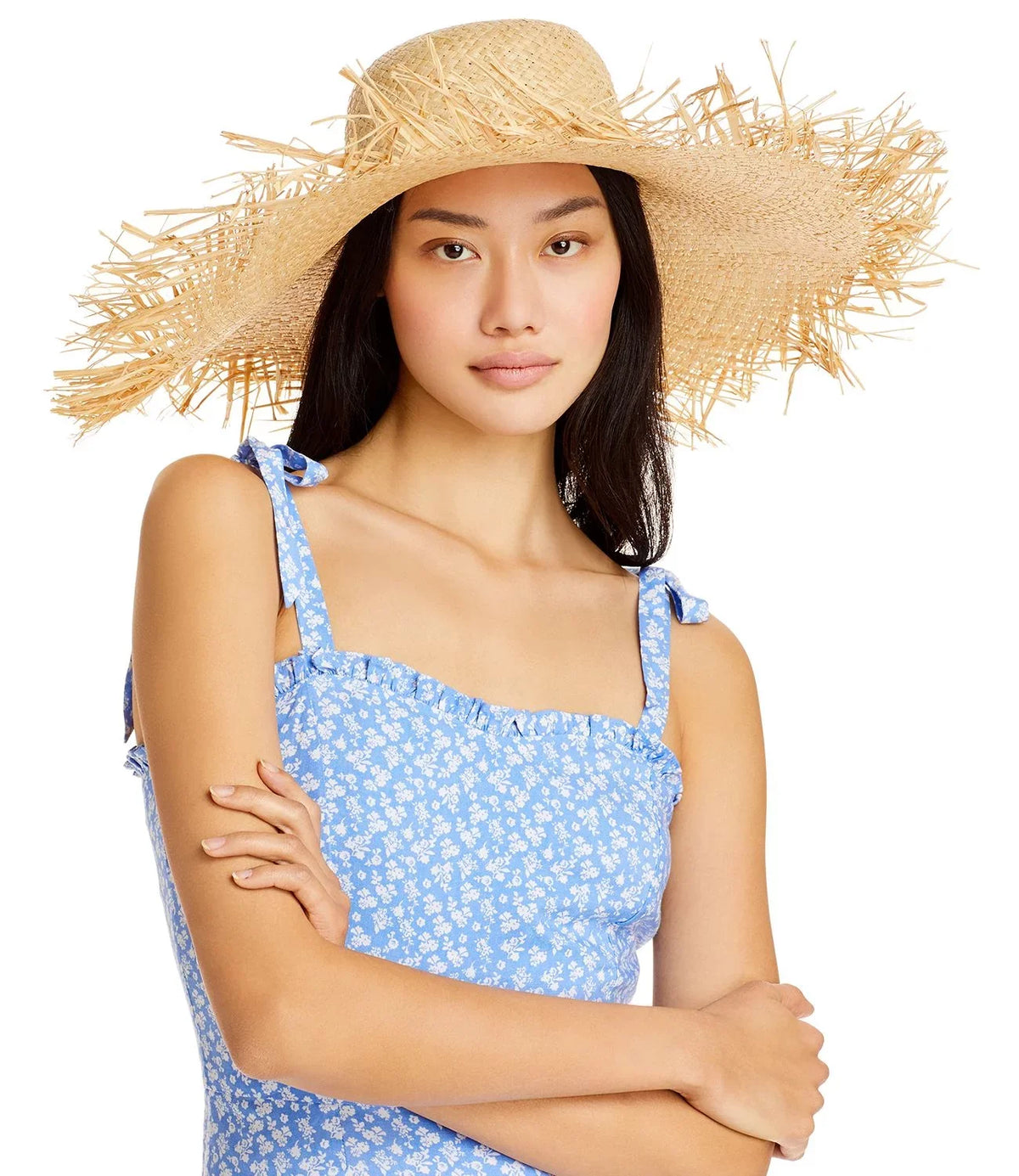 Hat Edged Raw Aqua Straw
