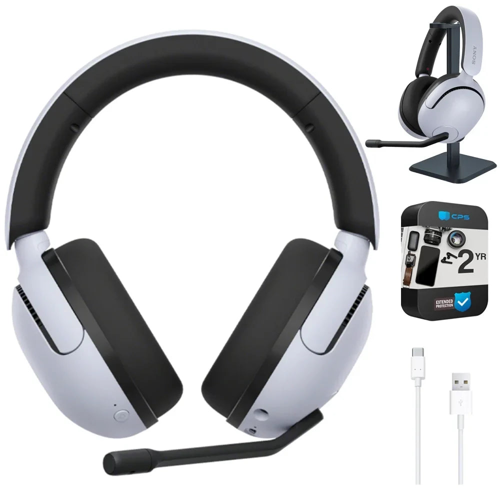 Protection Enhanced WHG500/W Headphone Gaming to Wireless Cable INZONE Noise Pack H5 Bundle 6 Pro Sony White Foot USB-A Headset, YR CPS 2 Deco with Audio Stand, USB-C Cancelling & Gear