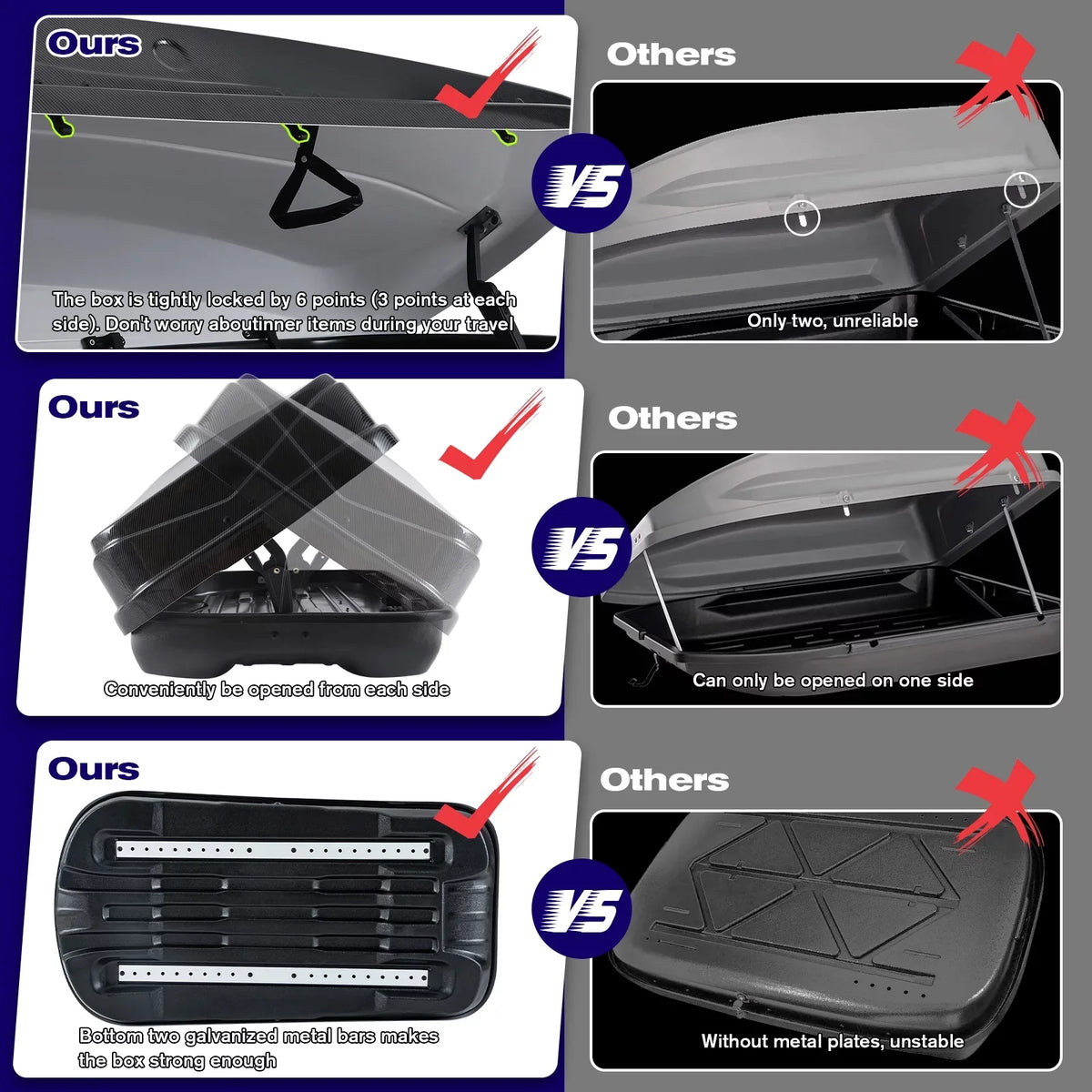 30.3" Locks, 13 for Cargo Fibre Carbon L with Rooftop Rooftop Hard Box Waterproof Cargo Rooftop H, Large Cargo SUV Shell Carrier W x x 13.8" 56.3" ft³ Double Box Grain