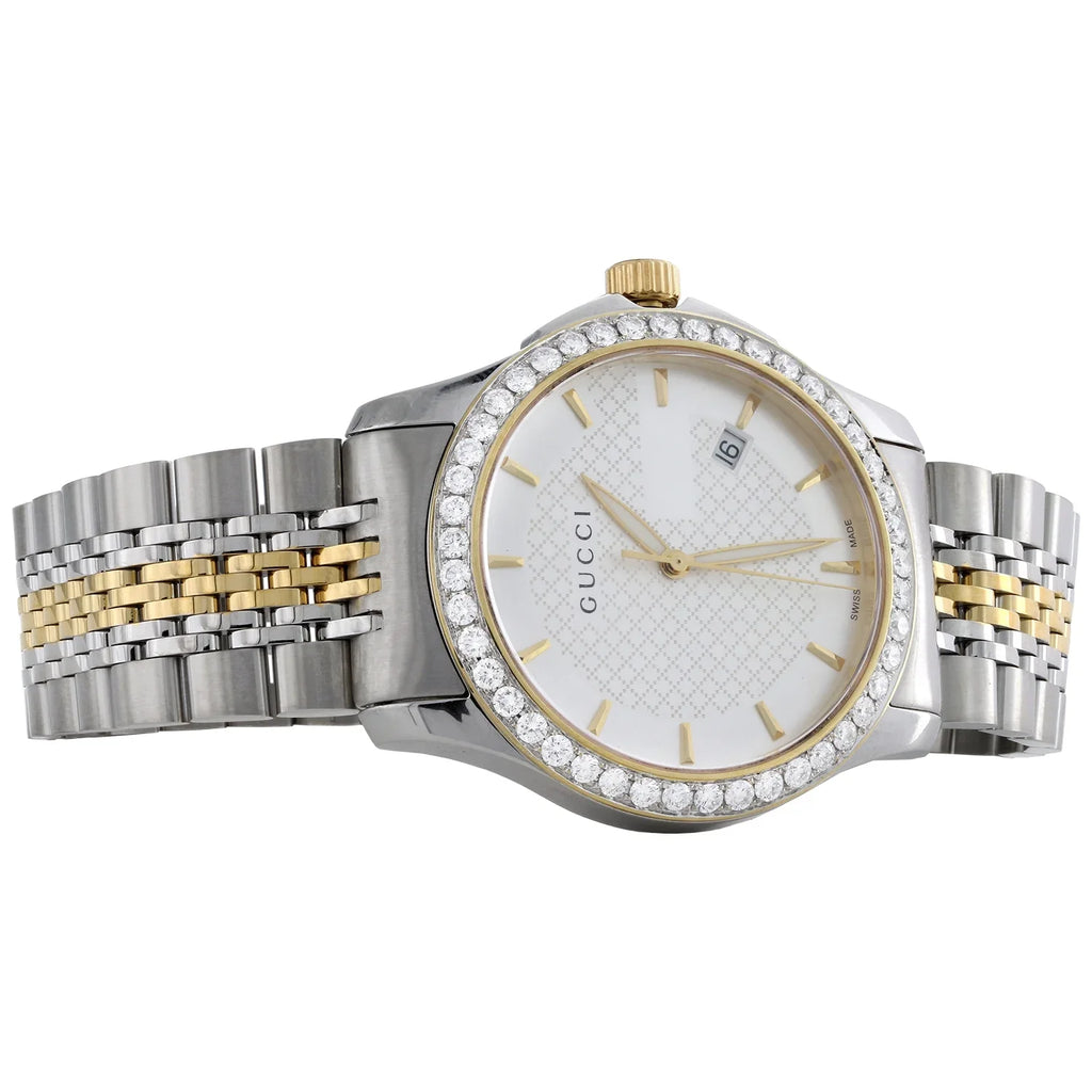 CT. Two S. Tone 2 PVD Yellow Gucci Steel Watch G-Timeless 38mm Diamond Ya126409