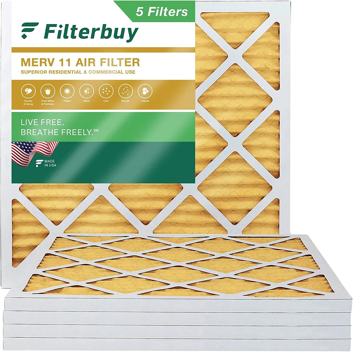 11 Filterbuy Pleated Furnace Filters HVAC 12x12x1 MERV AC Air (5-Pack)