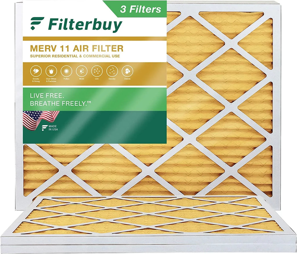 Filterbuy Pleated 11 Air Filters MERV 24x30x1 HVAC (3-Pack) AC Furnace