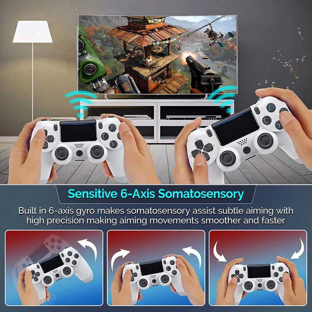 Slim Plus S21 GamePad (White) BlueTooth Speaker/Gyro/Remote with 1,000 PRO FE Battery/Built-In Wireless Samsung Compatible Controller
