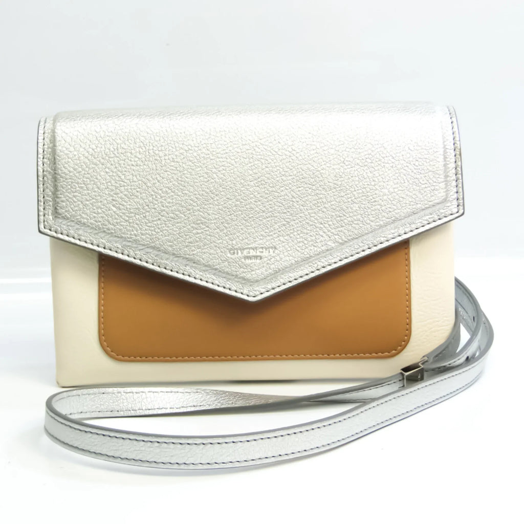 Women's Shoulder Pre-Owned (Good) Givenchy Beige,Silver BB500VB01C Duetto Leather Bag
